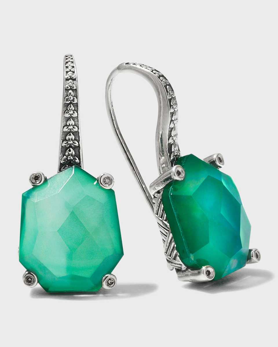 Faceted Natural Quartz, Mother-of-Pearl and Agate Galactical Earrings